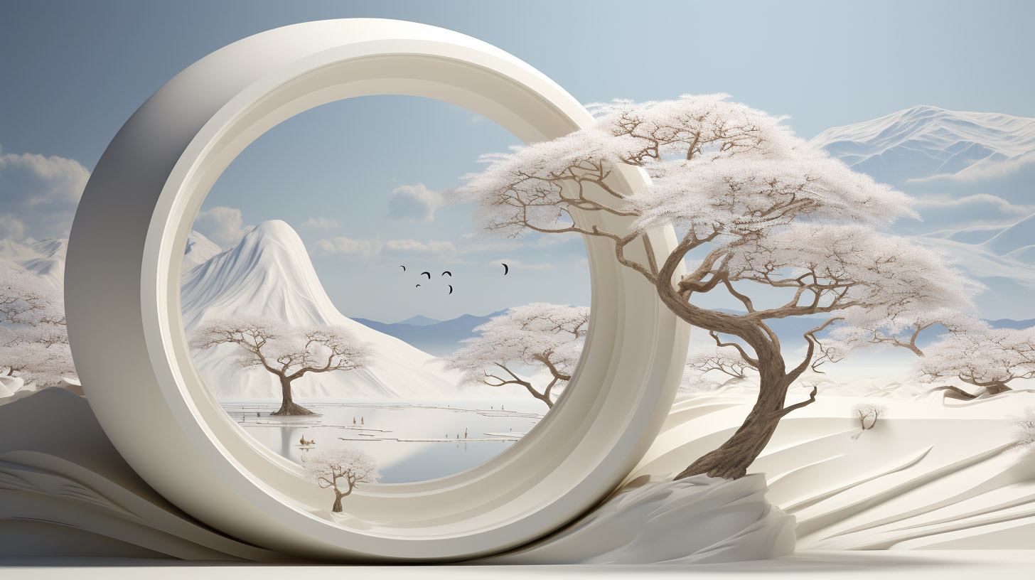 3D-ring-in-ice-desert-with-white-tree